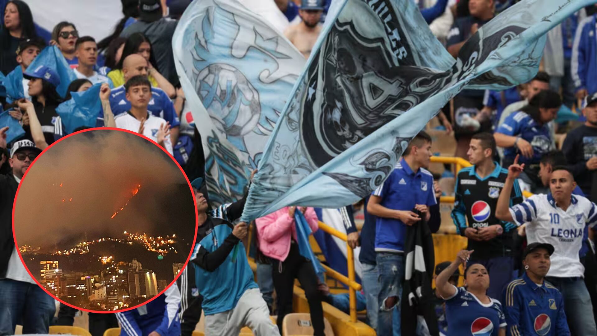Críticas a hinchas de Millonarios por lanzar pólvora en plena emergencia por incendios forestales en Bogotá