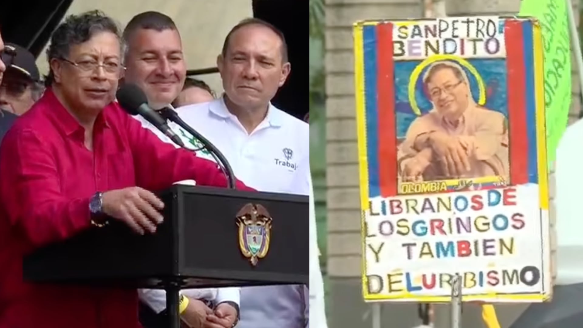 Petro fue einterrumpido en Medellín con arenga en contra de Uribe