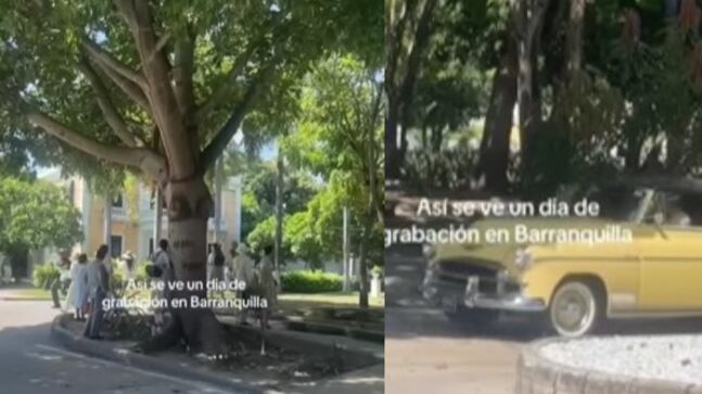 Foto grabación de una serie de época que paralizó el tráfico en Barranquilla.