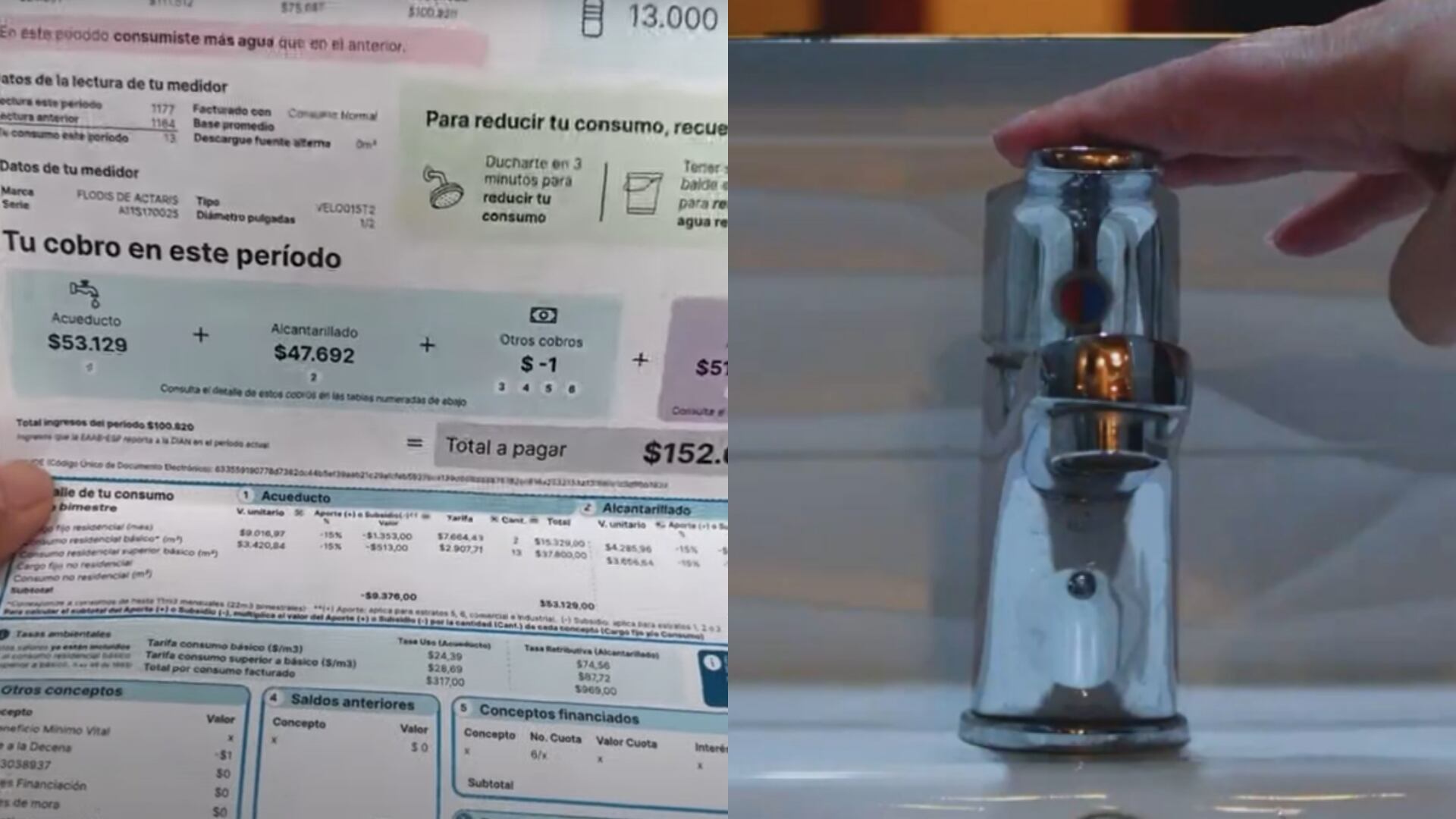 Cambios en la factura del Acueducto en Bogotá.