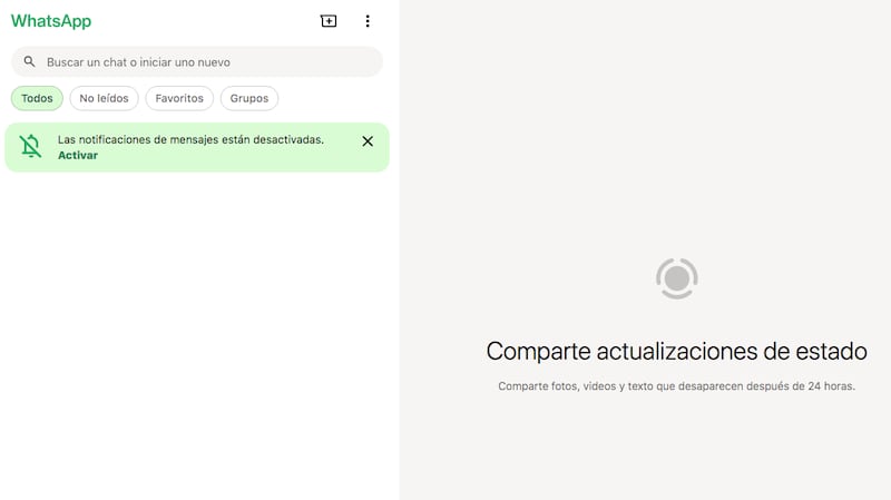 WhatsApp Web no muestra los chat