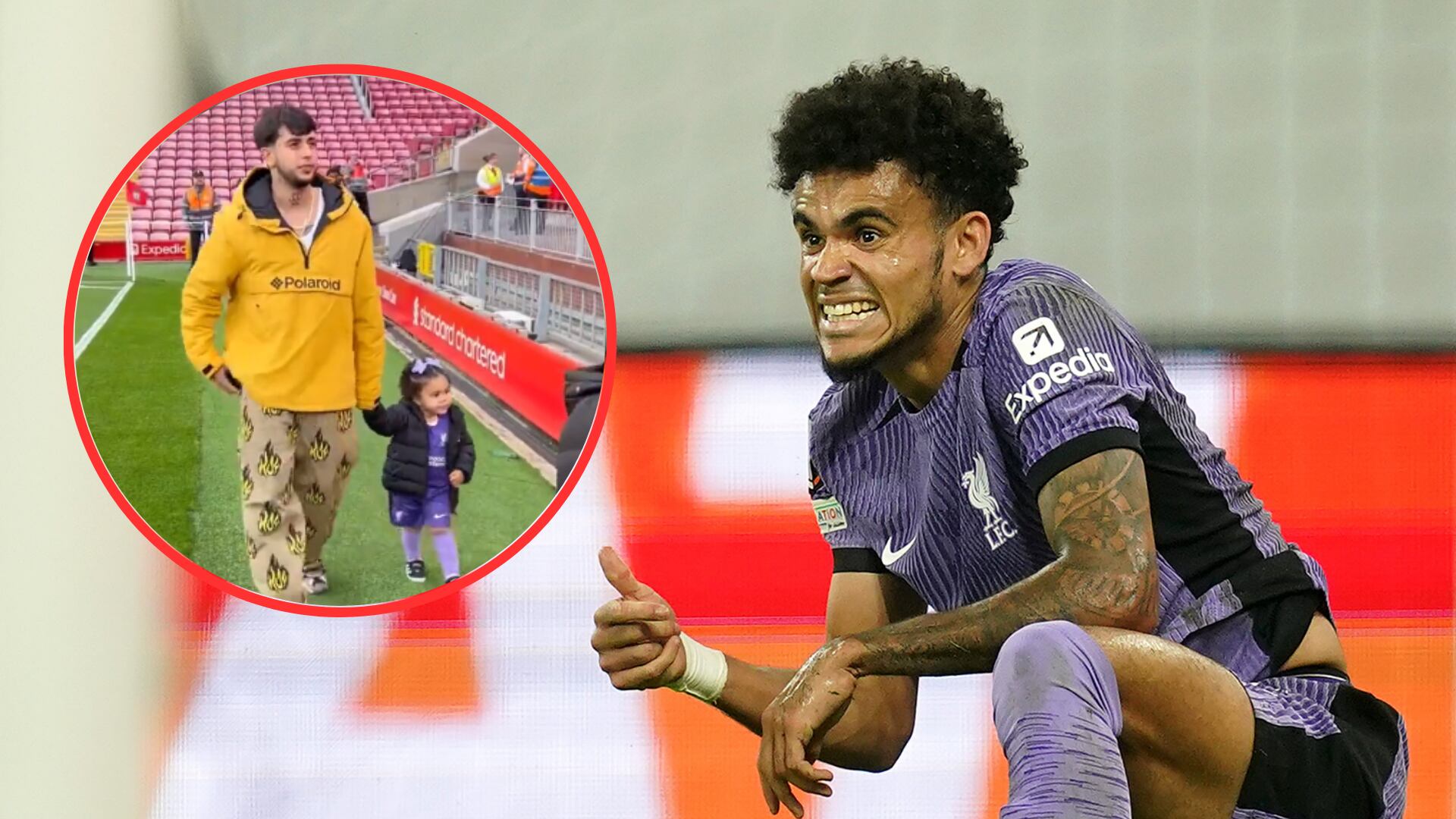 La hija de Luis Díaz llevó a un cantante colombiano de paseo por el estadio del Liverpool.
