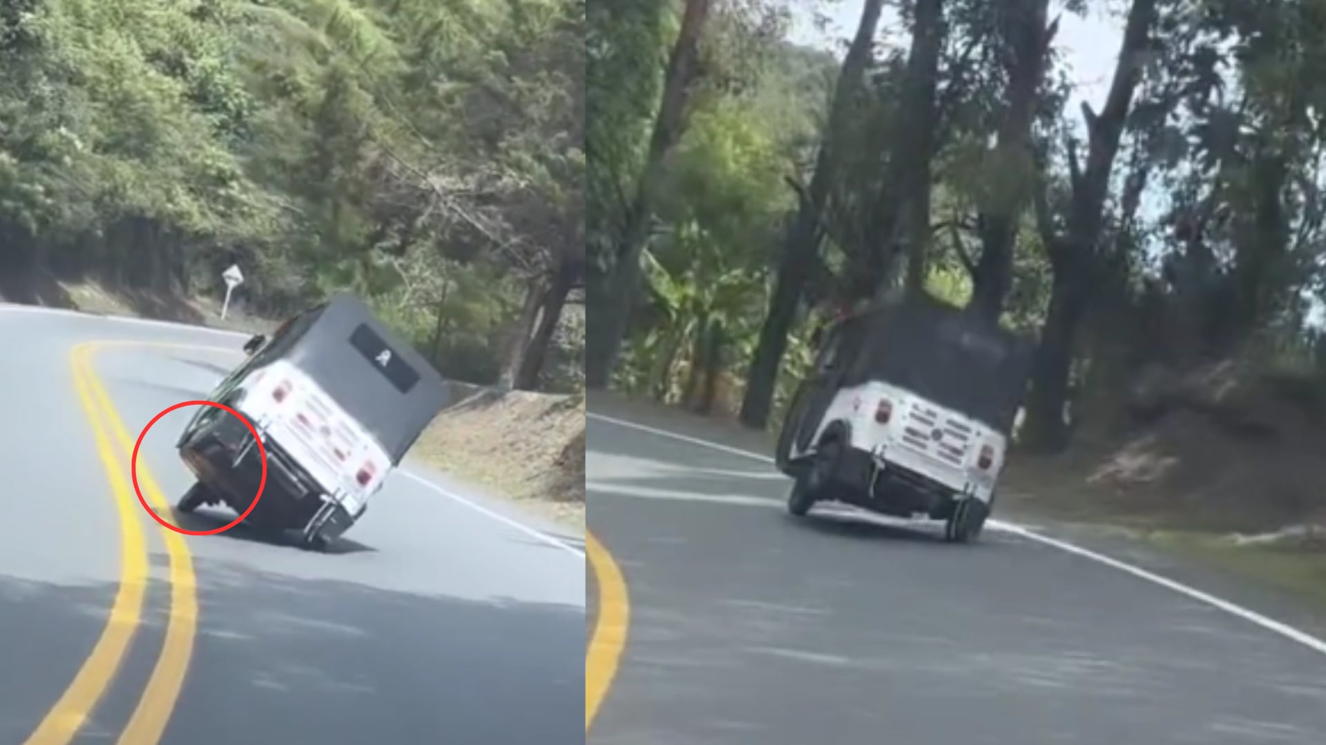 Tricimotor realiza maniobra peligrosa en carretera colombiana