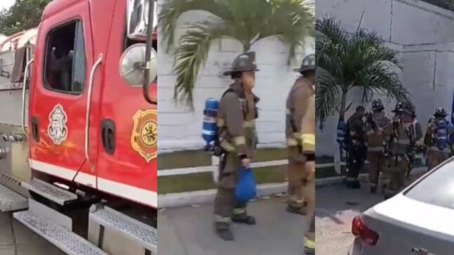 Bomberos llegan a atender la emergencia por una explosión en la empresa Cannon en Barranquilla.