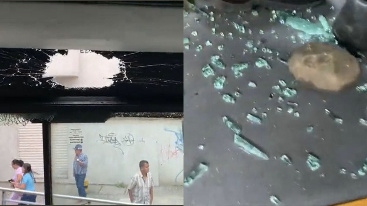En los últimos meses los buses del MÍO han sido atacados por ciudadanos, en esta ocasión un motociclista lanzó una enorme piedra contra un articulado.
