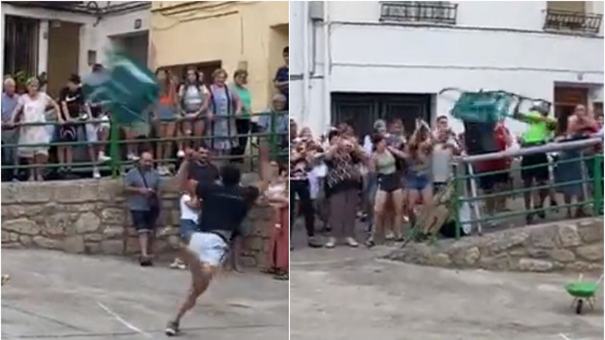 Lanzamiento de carretillas, un deporte de alto riesgo para los espectadores