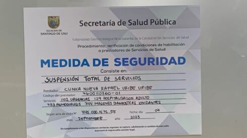 Autoridades cerraron clínica Rafael uribe Uribe en Cali