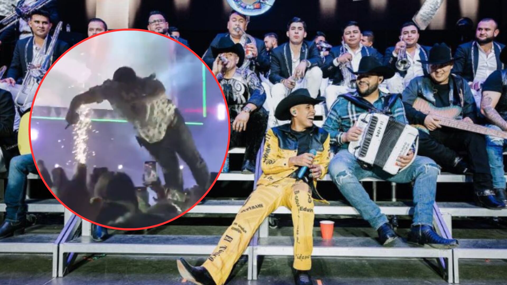 Vocalista de Grupo Firme se accidentó al lanzarse de la tarima