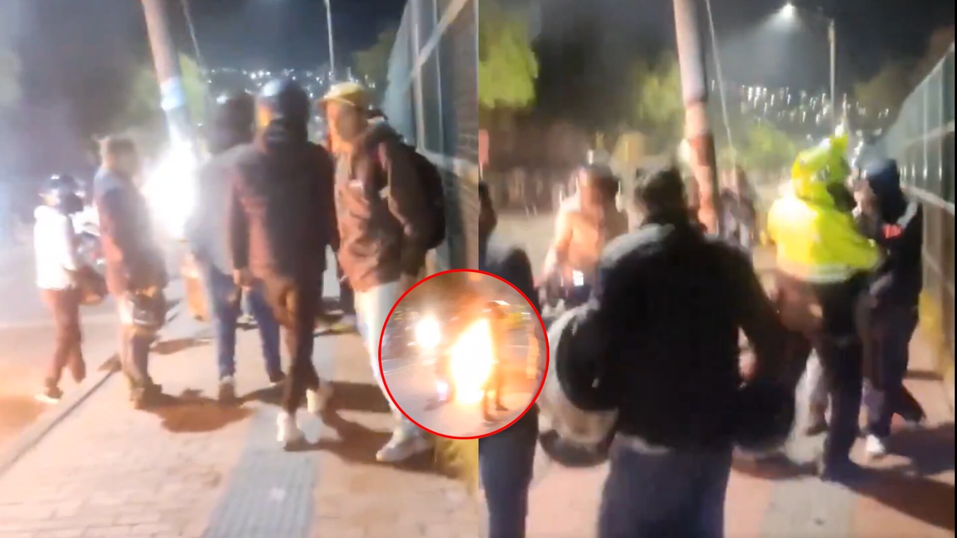 Paloterapia a ladrones en Bogotá: comunidad quemó la moto de presunto delincuente y le propinó fuerte golpiza (redes sociales)