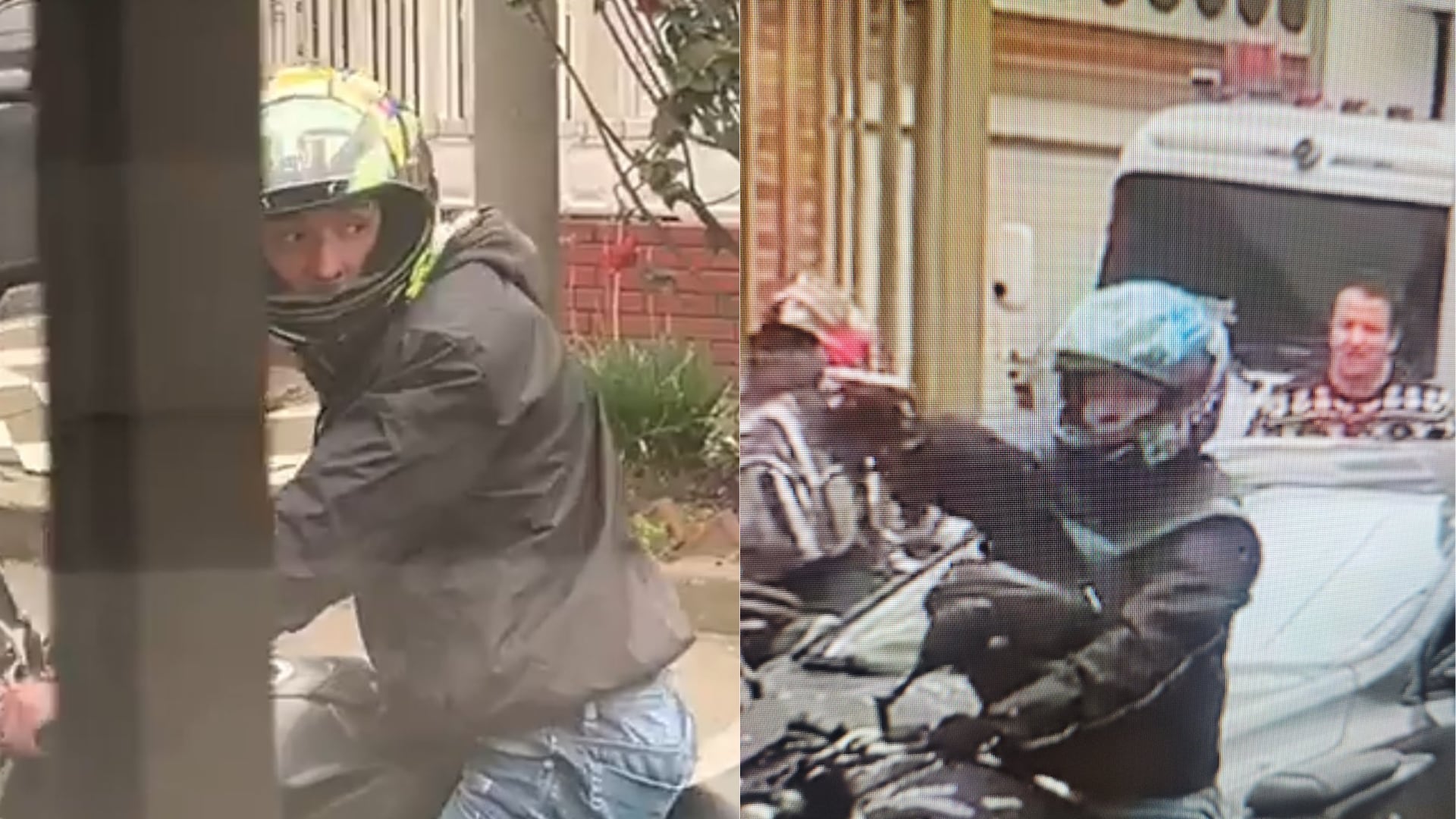 Balacera en Normandía: graban rostro de motoladrones que atracaron a familia que llegaba a su casa