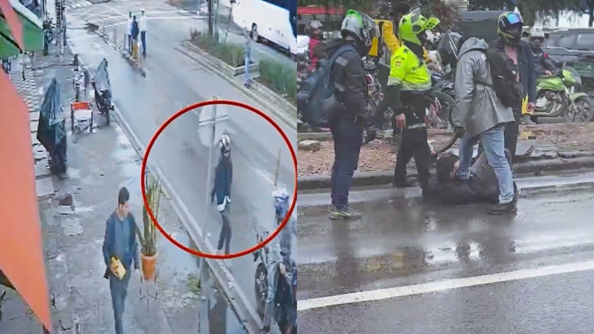 Persecución policial a ladrones en Bogotá.