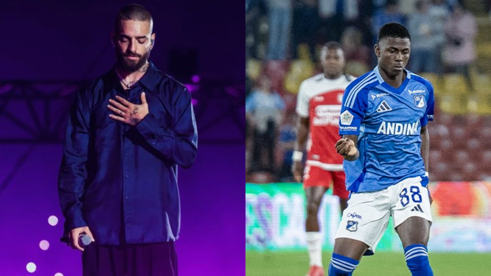 Millonarios, Santa Fe y Maluma - Fotos: Redes sociales