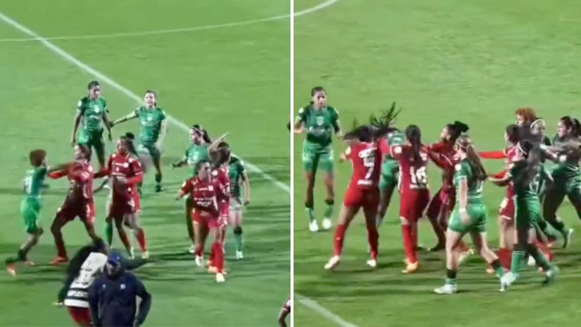 Así fue el duro cruce entre jugadoras de La Equidad y el América de Cali.