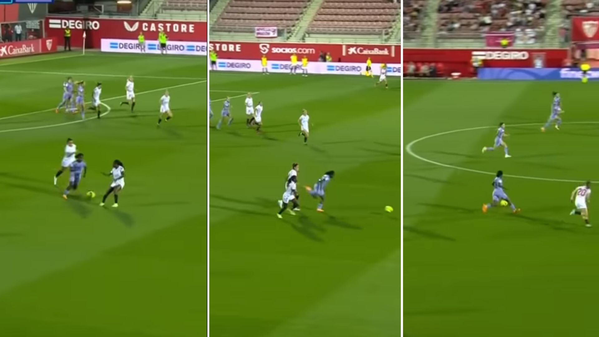 Linda Caicedo se mandó una gran jugada a lo Vinicius Jr. ante el Sevilla.