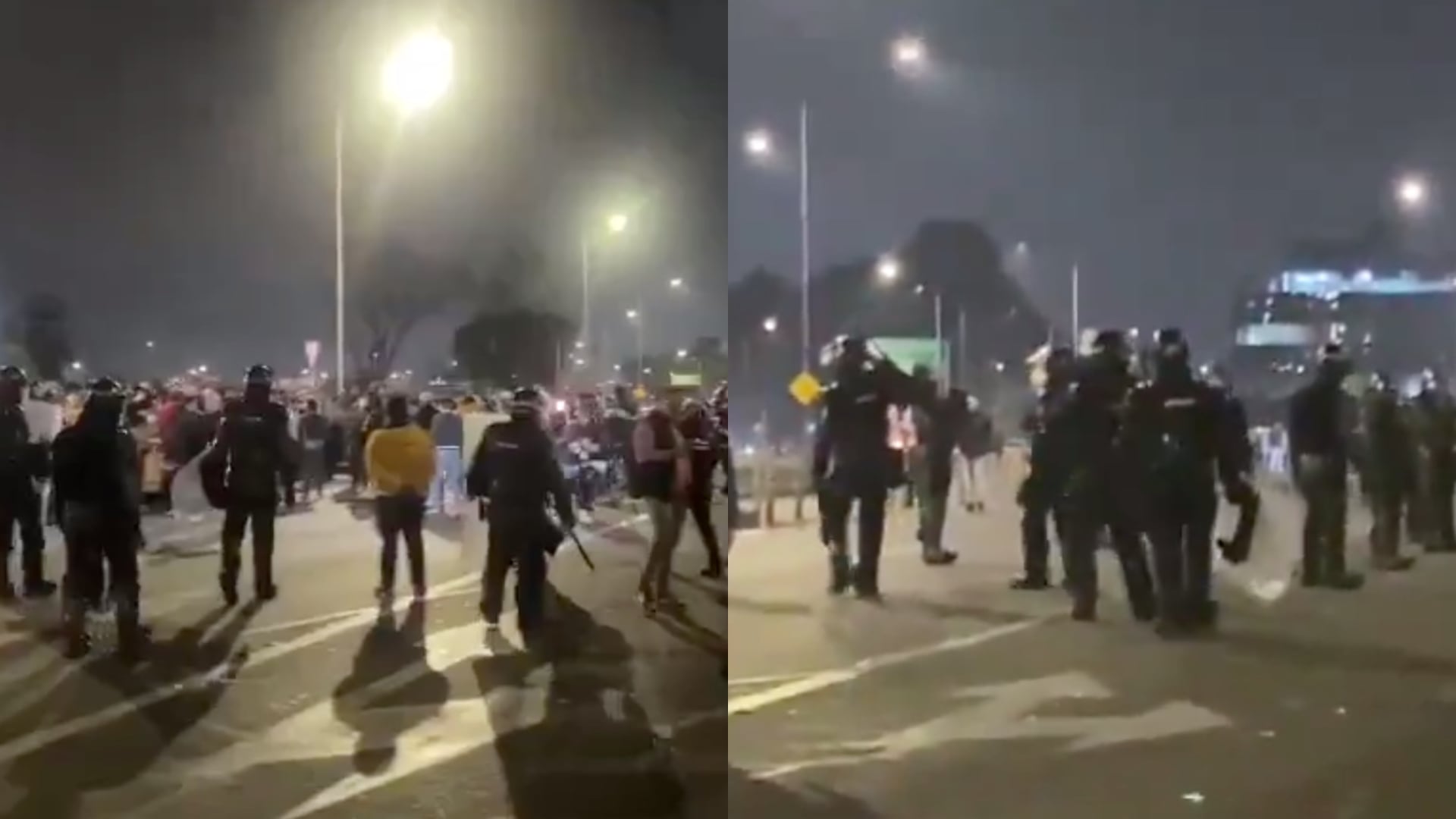 En las inmediaciones del aeropuerto El Dorado, motociclistas pelean con piedras y botellas.