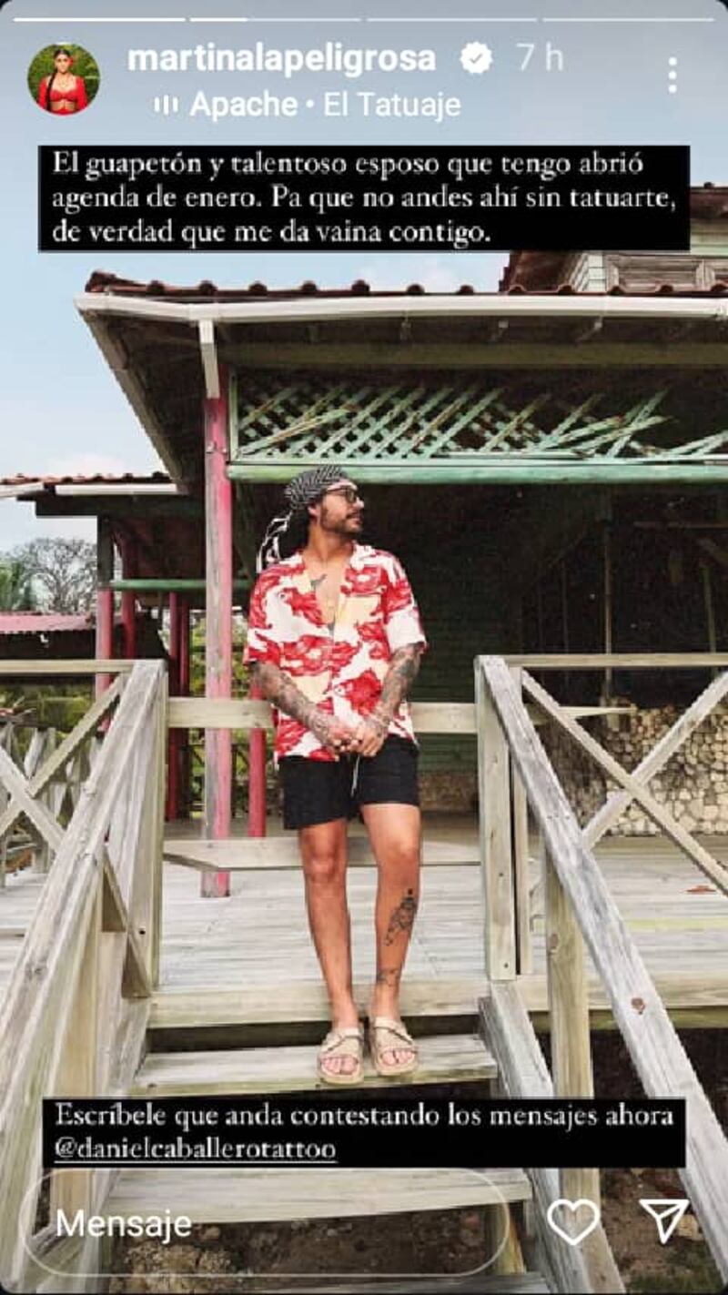 Daniel Caballero desde las redes sociales de su esposa Martina 'La Peligrosa'.