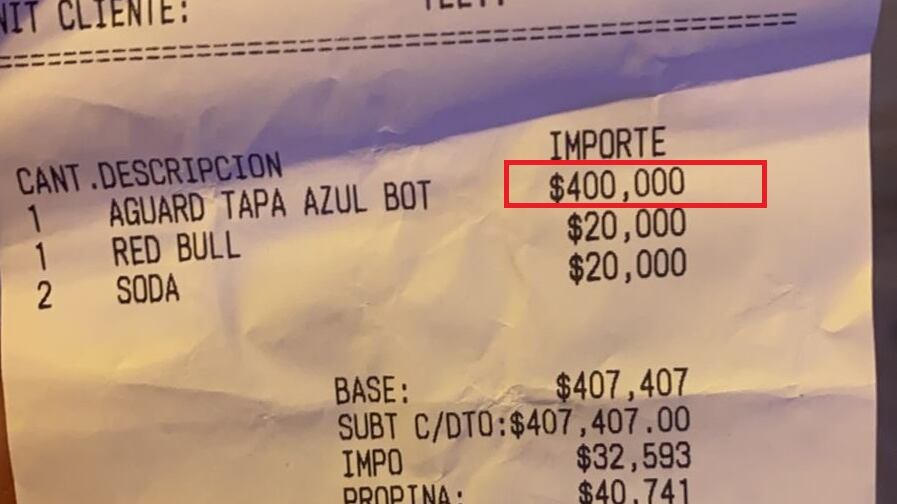 Factura de botella de aguardiente Cartagena,