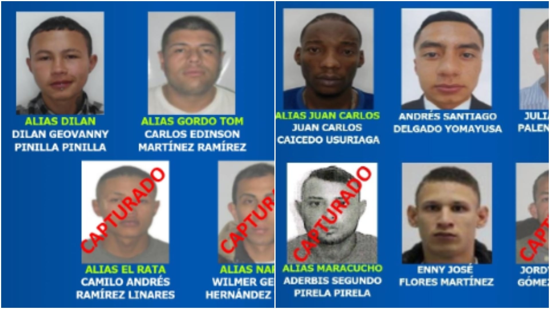La Policía Nacional dio a conocer la lista de los delincuentes más buscados en Bogotá