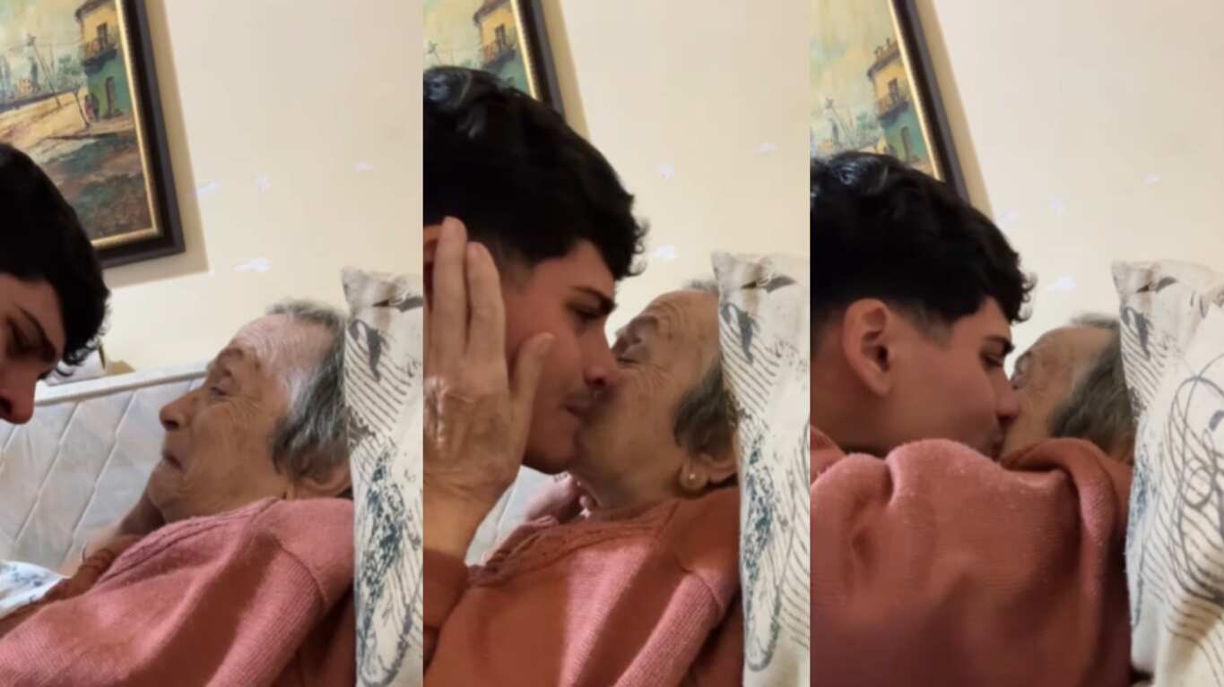 Joven se despide de su abuela para irse a España