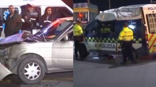 Patrulla de la Policía se volcó tras choque en la madrugada.