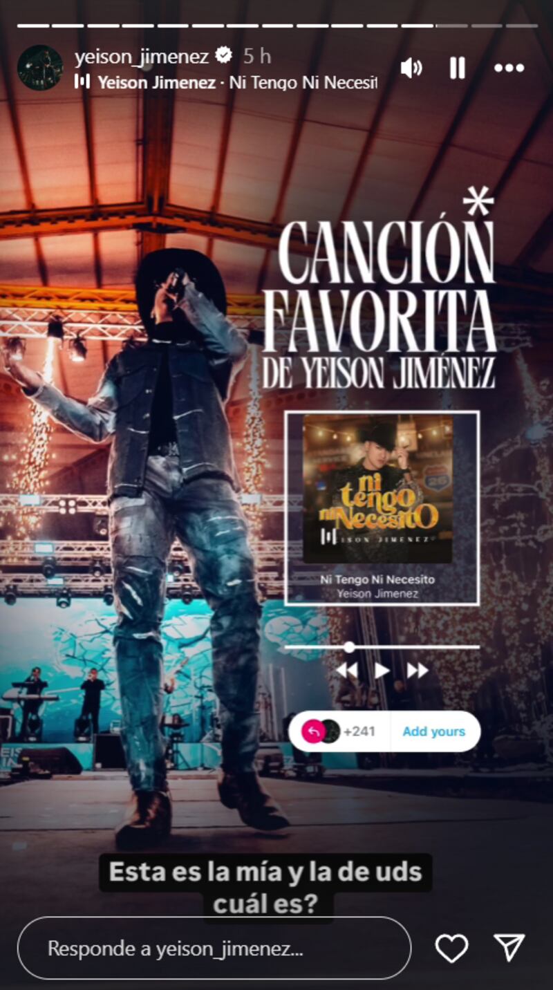 Canción favorita de Yeison Jiménez