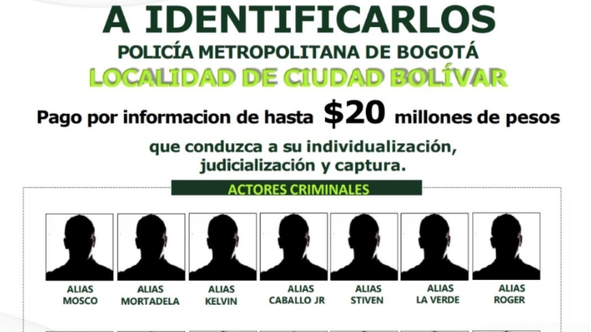 Los criminales más buscados de Ciudad Bolívar.