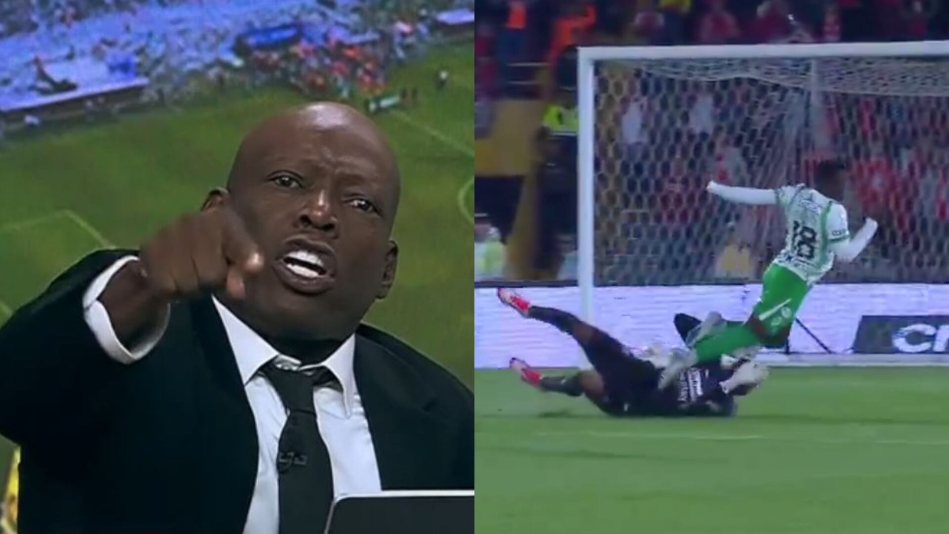 Tino Asprilla y jugada polémica a favor de Nacional - fotos: Capturas de redes sociales