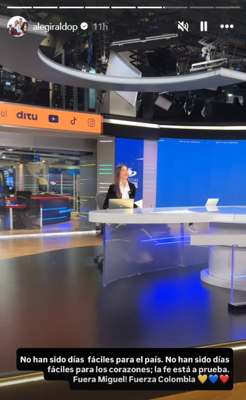 Alejandra Giraldo de Caracol mostró su apoyo a Miguel Uribe Turbay