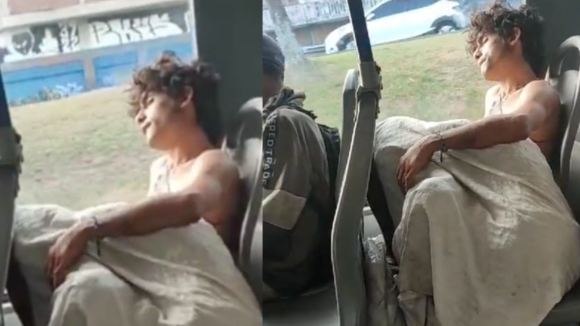 Habitante de calle recibió felación al interior de un bus.