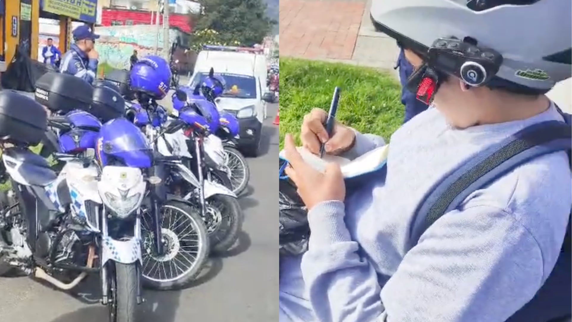 Agente de Tránsito le ahorró comparendo a motero poniéndolo a hacer planas