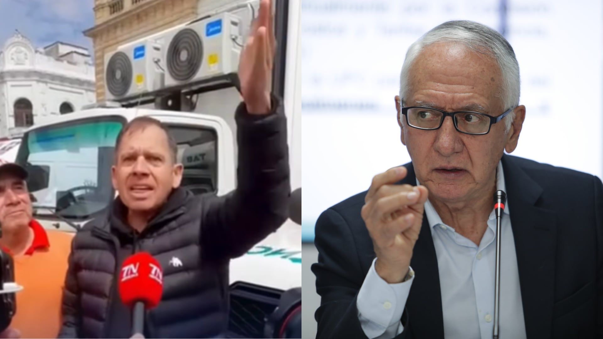 Hombre increpa al ministro de Salud, Guillermo Jaramillo, por falta de medicamentos.