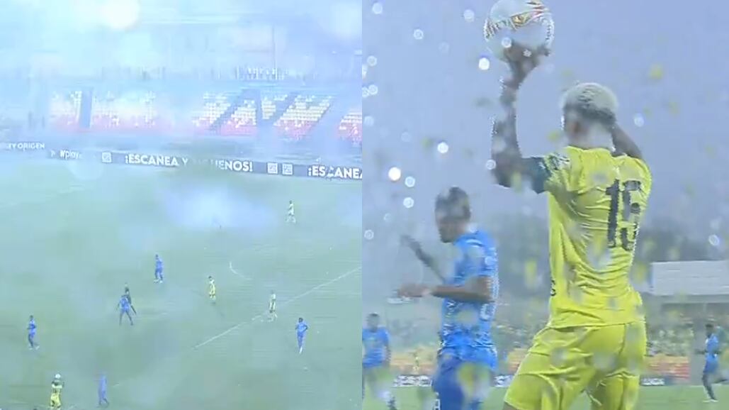 Aguacero en el partido entre Bucaramanga y Alianza Petrolera