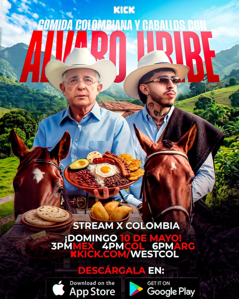 Westcol en stream con Álvaro Uribe