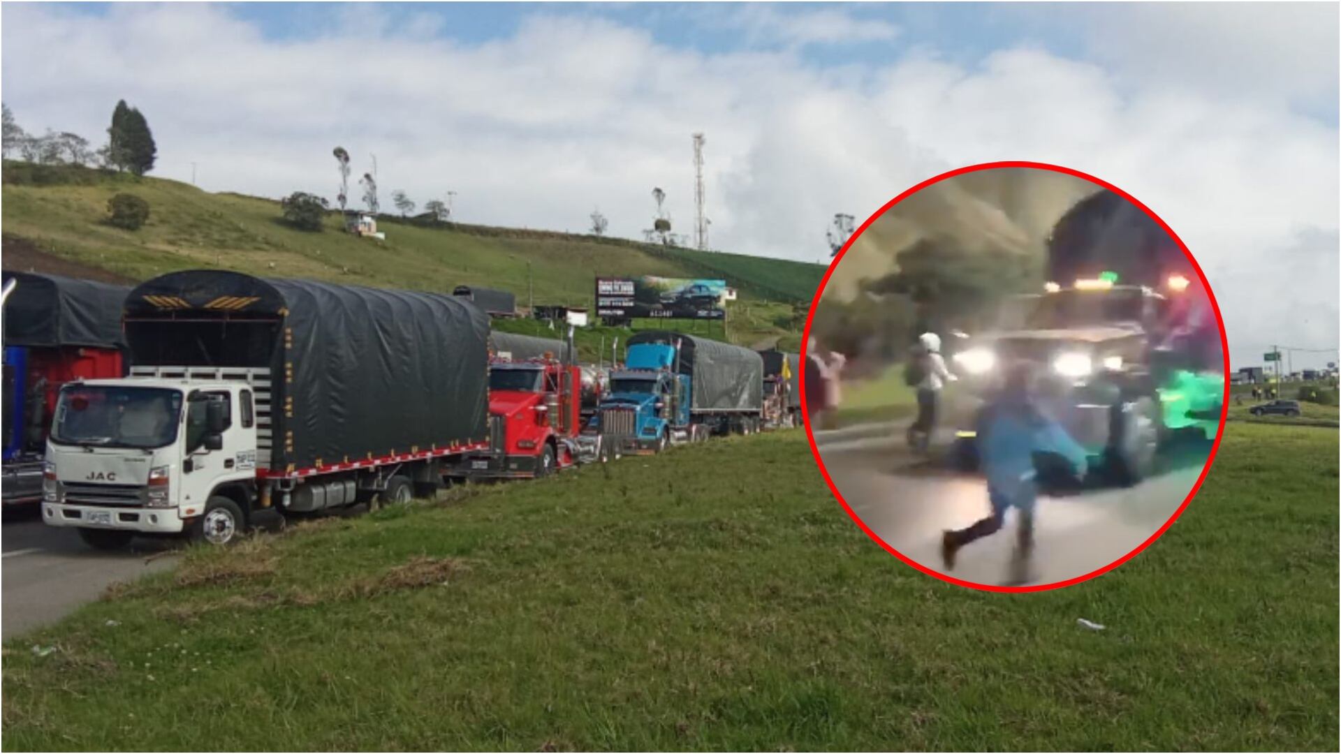 Tenga cuidado: Ladrones obstaculizan vías para robar las mercancías de camioneros al sur de Bogotá (Foto: Redes sociales)