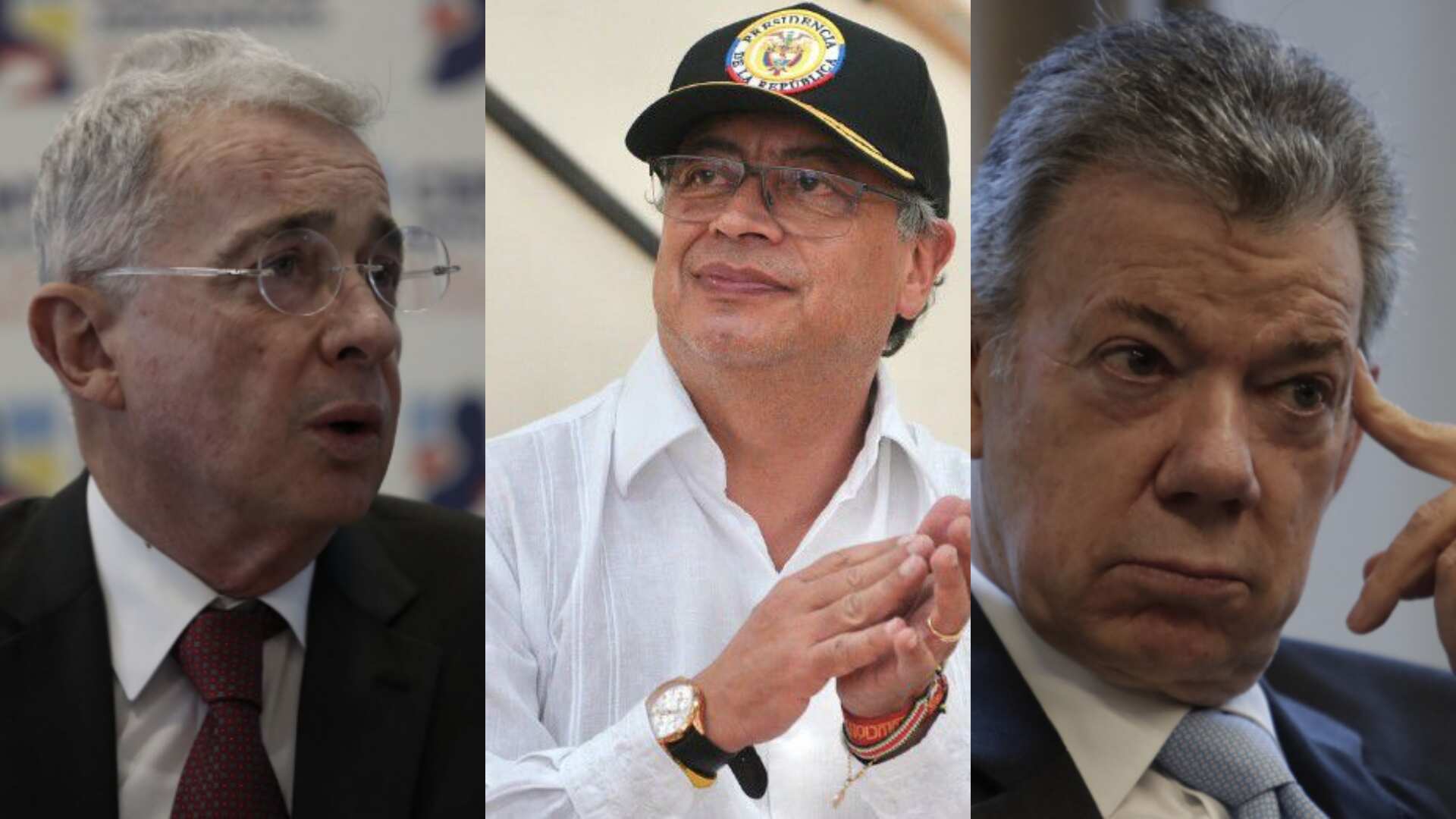 Álvaro Uribe, Gustavo Petro y Juan Manuel Santos.