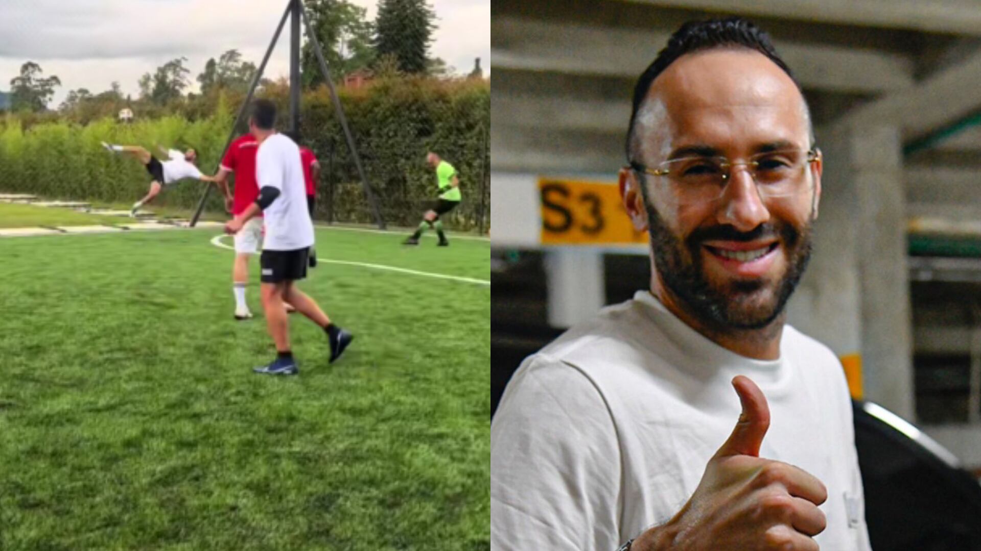 David Ospina se lanzó tremenda chilena en partido con James Rodríguez