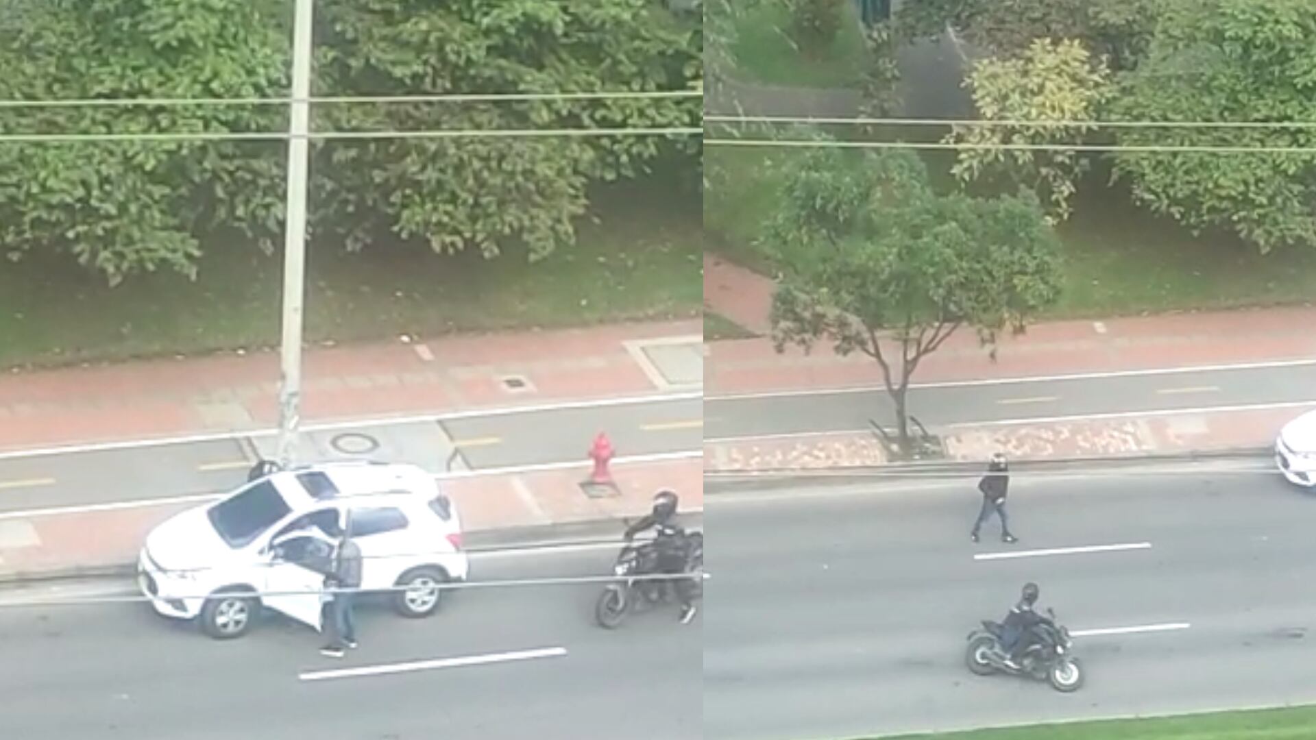 En 'gavilla', motoladrones asaltaron a un conductor a plena luz del día en Bogotá.