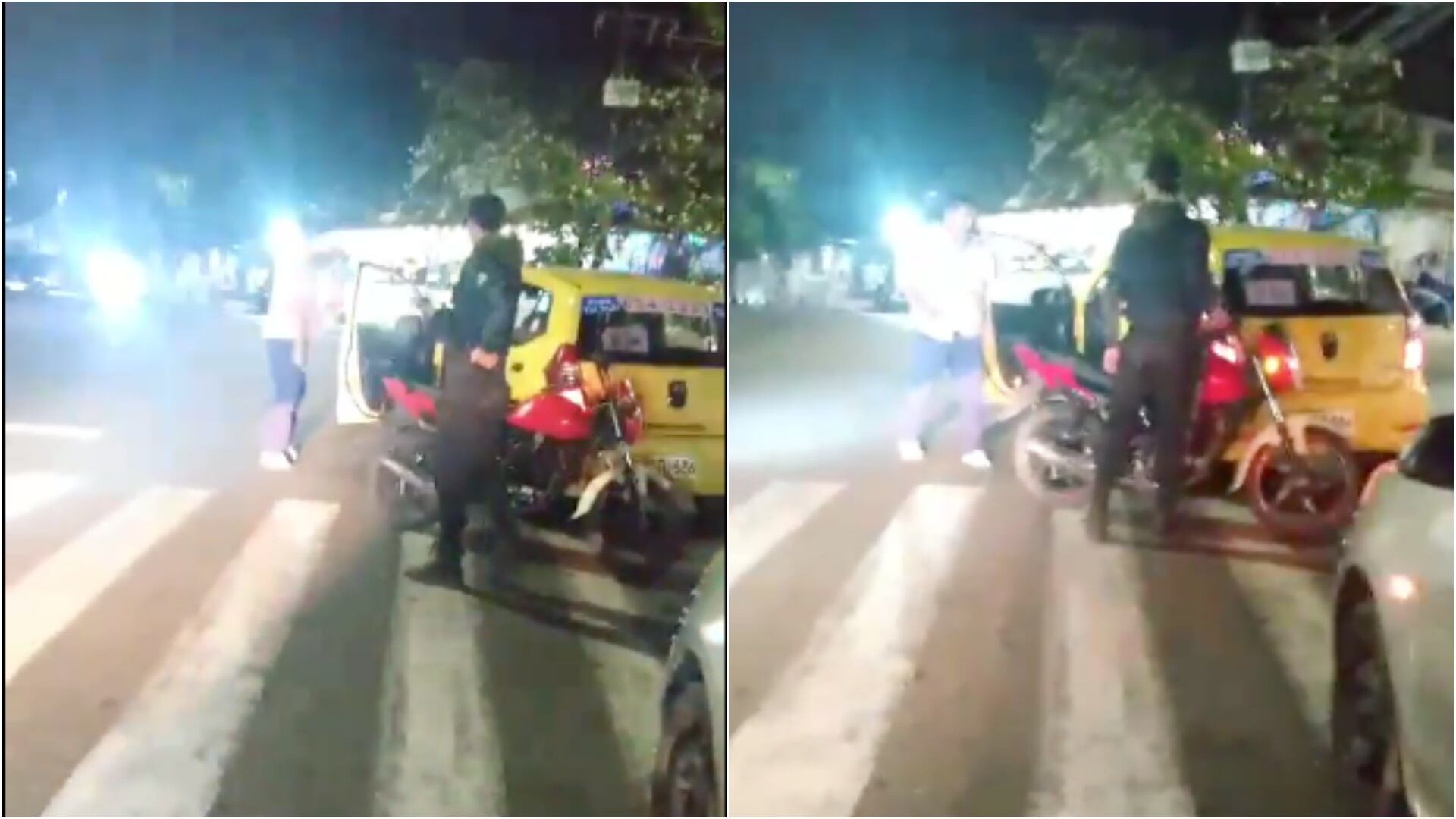 Con disparos y arma blanca: fuerte agarrón entre taxista y guardia de seguridad paró el tráfico en Floridablanca (Redes sociales)