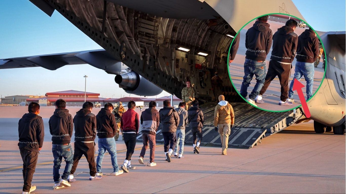 Migrantes encadenados en Estados Unidos