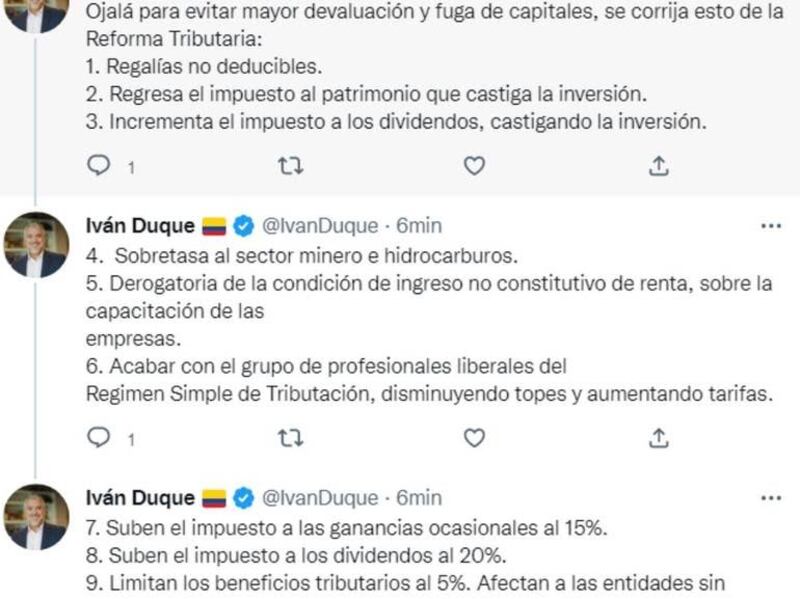 Trinos eliminados de Iván Duque