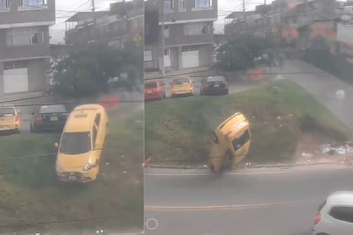 Video muestra el momento exacto en que un taxi se volcó brutalmente en San Cristóbal, sur de Bogotá