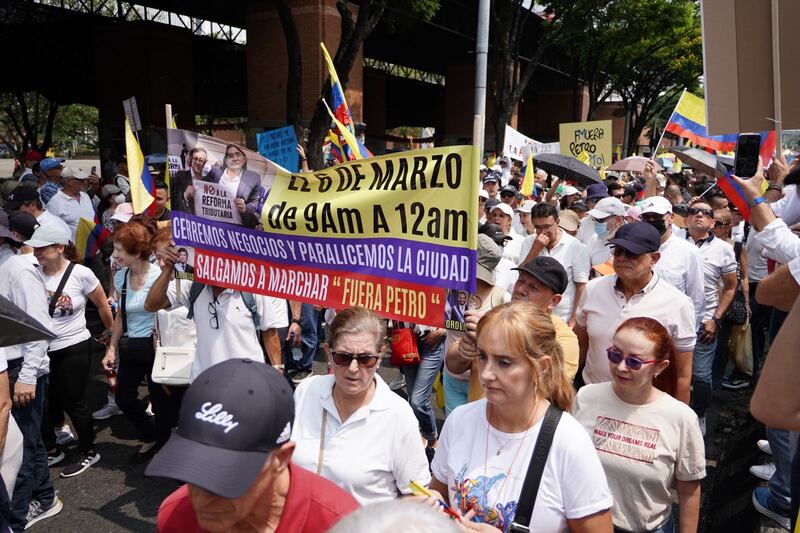 Protesta contra el gobierno de Petro en Medellín, 6 de marzo de 2024