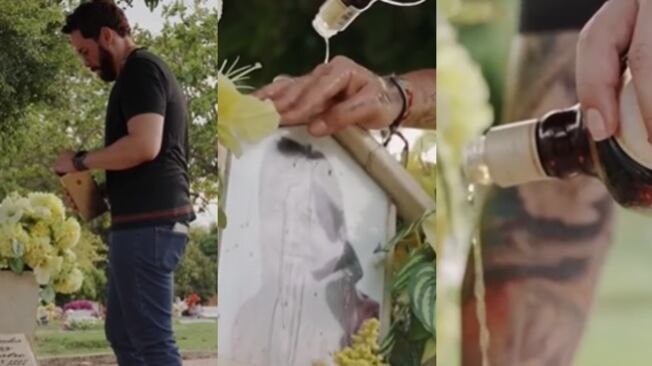 Fanático derrama whisky en tumba de Diomedes Díaz en día de su cumpleaños.