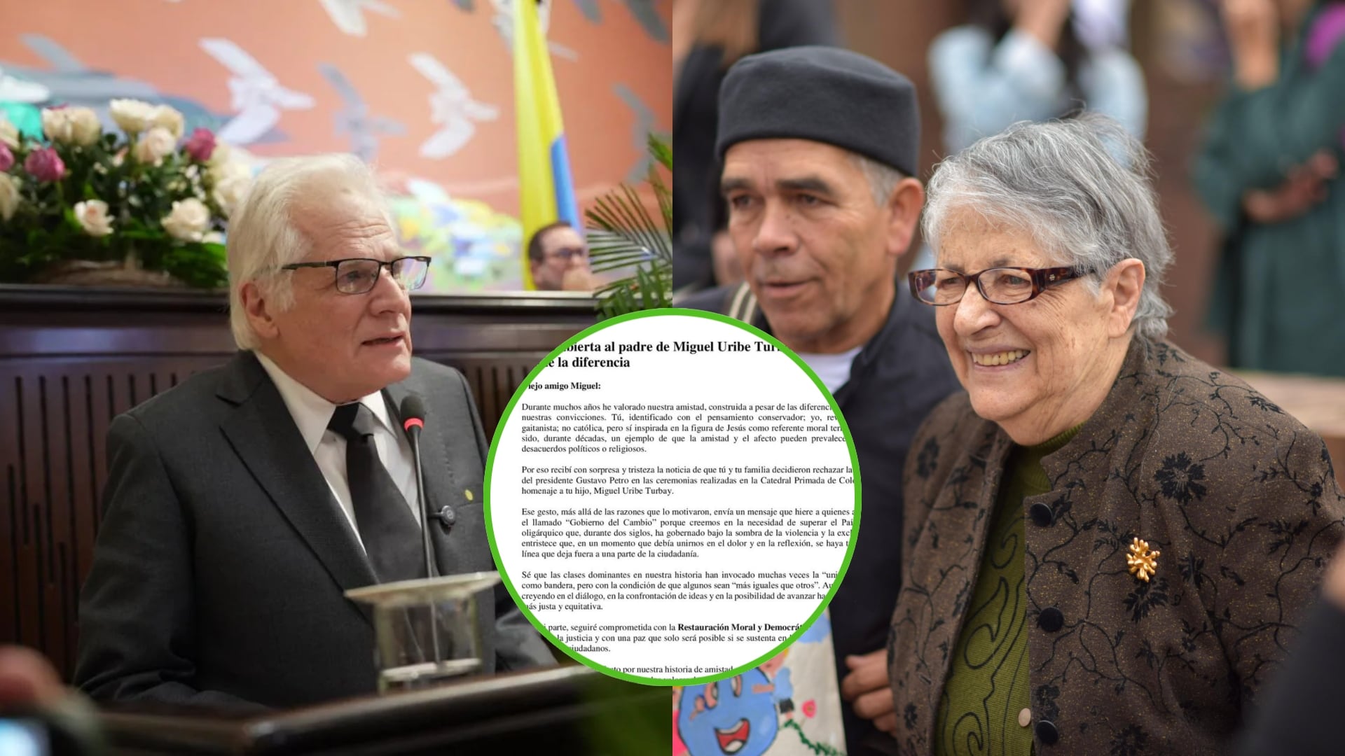“El dolor debía unirnos”: Gloria Gaitán responde al padre de Miguel Uribe por rechazo a Petro (Fotos: Senado y Centro de Memoria)
