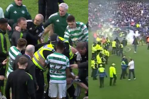 Se pudrió todo: caos total en partido de fútbol por violento ‘cara a cara’ de hinchas que invadieron la cancha