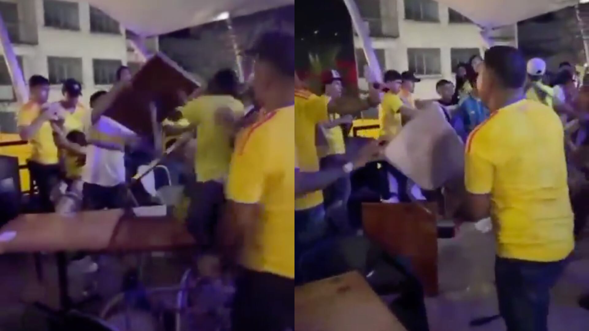 Hinchas de Colombia peleando - Fotos: Capturas de pantalla de un video aficionado el 18 de junio del 2026