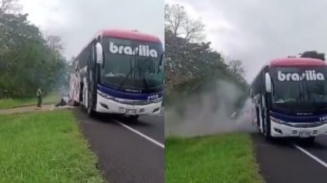 Llanta le estalló a conductor de bus de Brasilia en Montería.