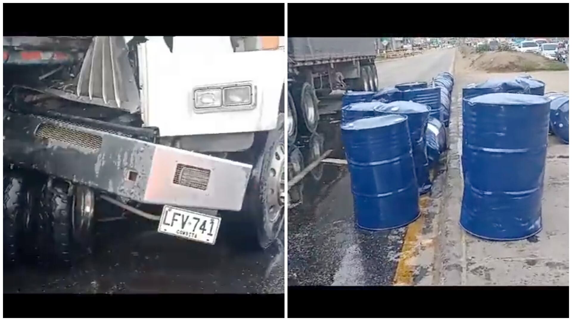 Dos tractocamiones chocaron en la Autopista Sur de Bogotá