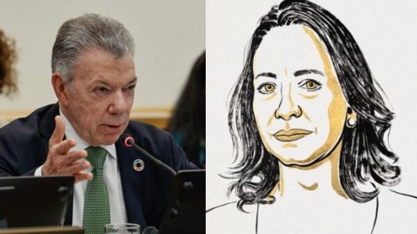Foto del expresidente Juan Manuel Santos, Premio Nobel de Paz 2016, envió mensaje a María Corina Machado.