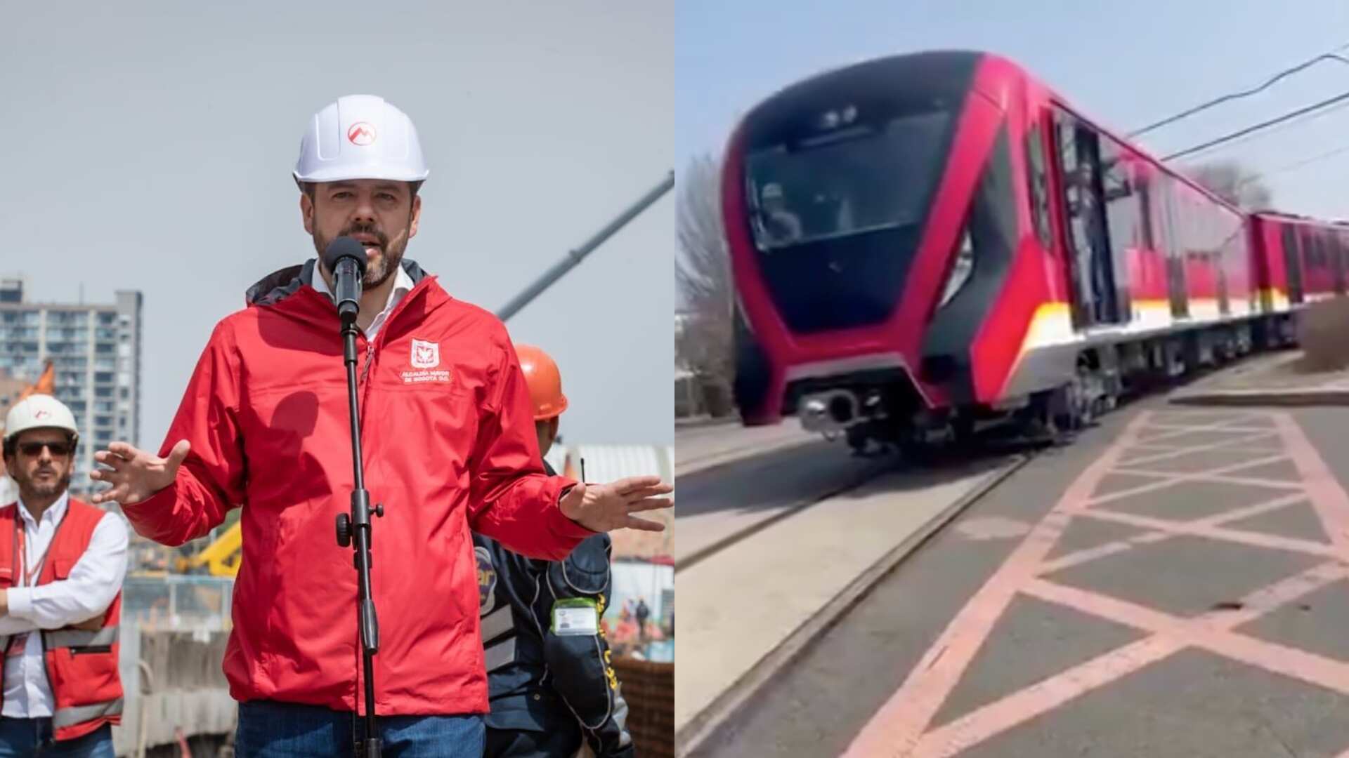Carlos Fernando Galán mostró el primer tren del Metro de Bogotá en su primera prueba de rodaje (Redes sociales y archivo)